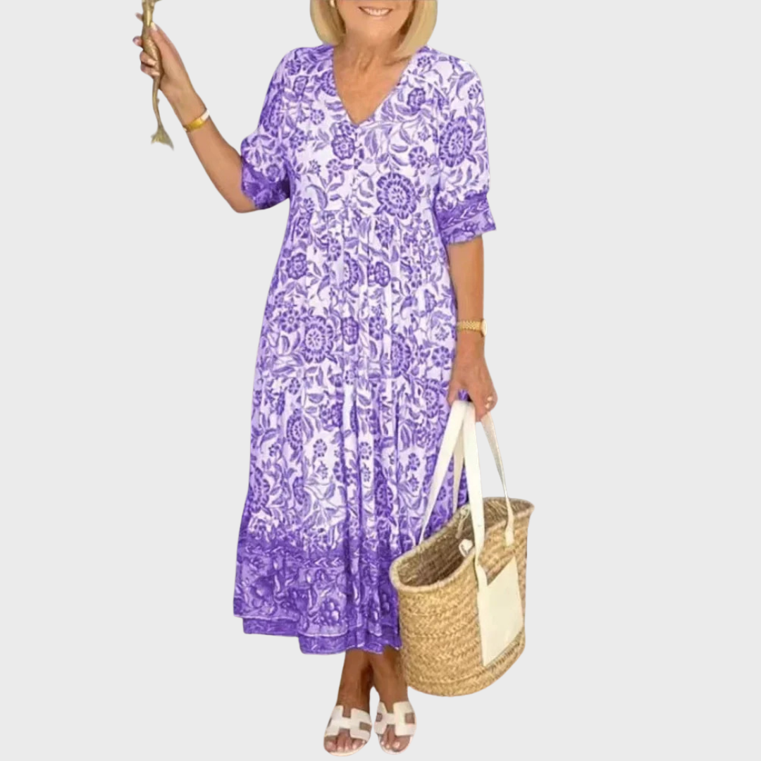 Debbie Floral Dress with V-Neck