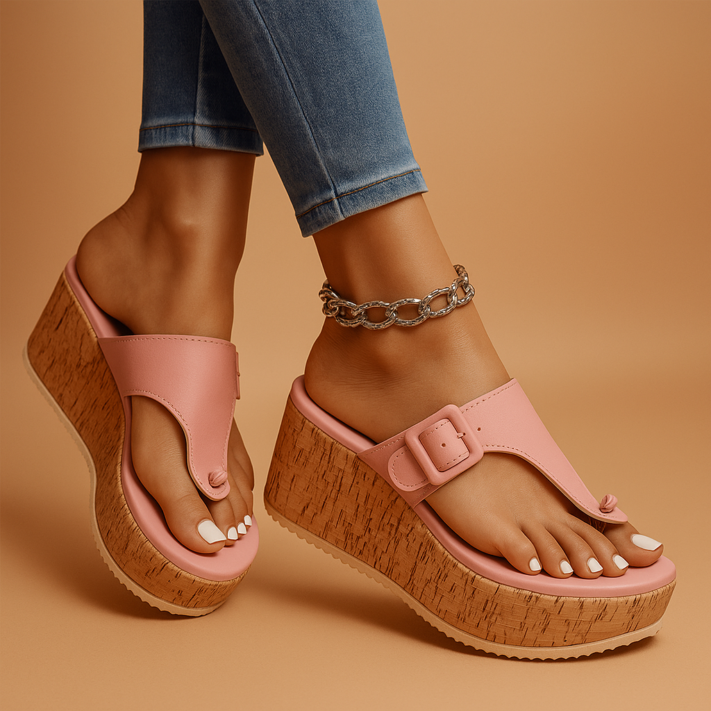 Platform sandals with adjustable straps for women | Violet