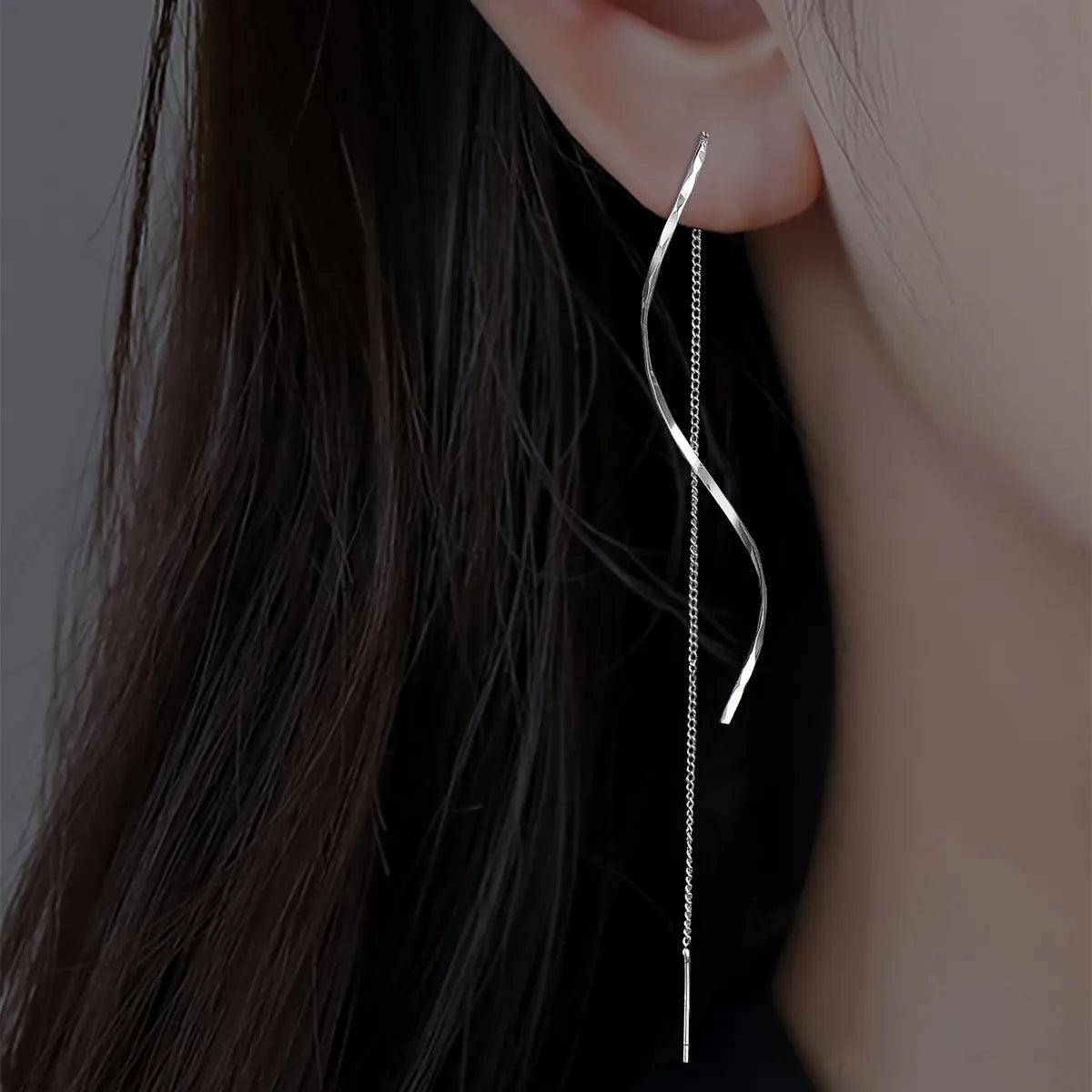Long Earrings with Wave Design