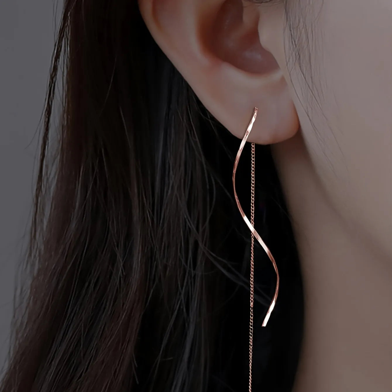 Long Earrings with Wave Design