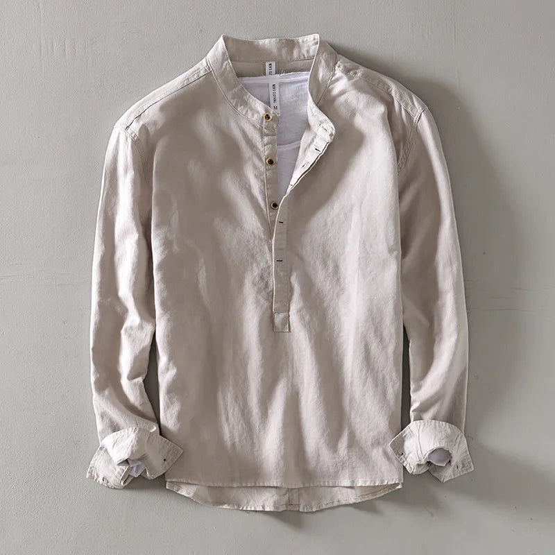 Arthur | Linen Mandarin Shirt