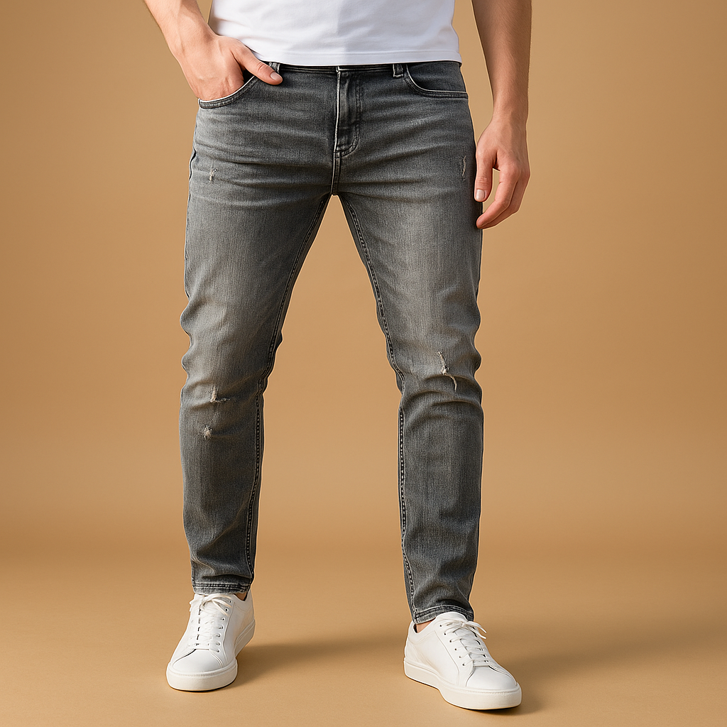 Slim fit ripped jeans for men with stretch denim | Nathan