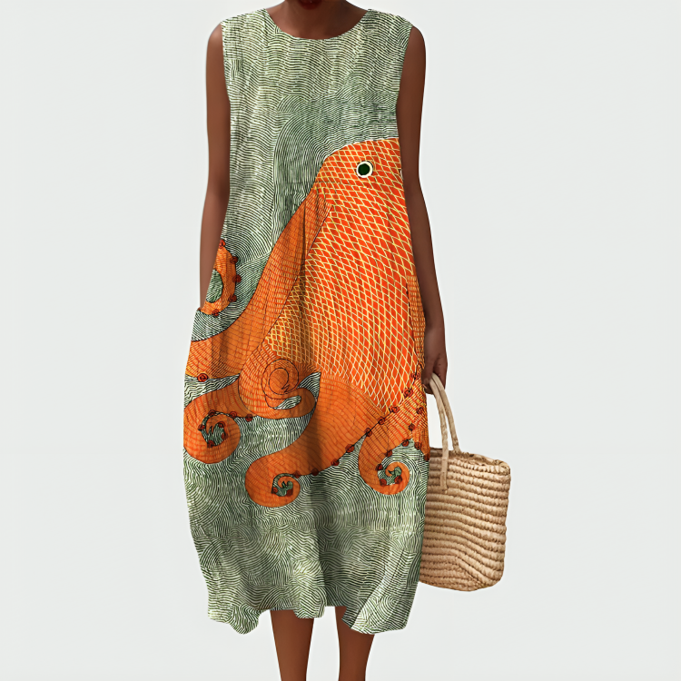 Tala Octopus Print Midi Dress