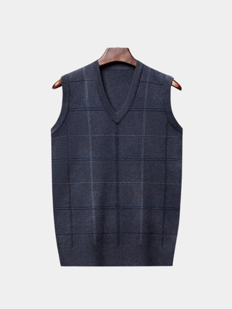 Academic Checkered Kinit Vest for Men