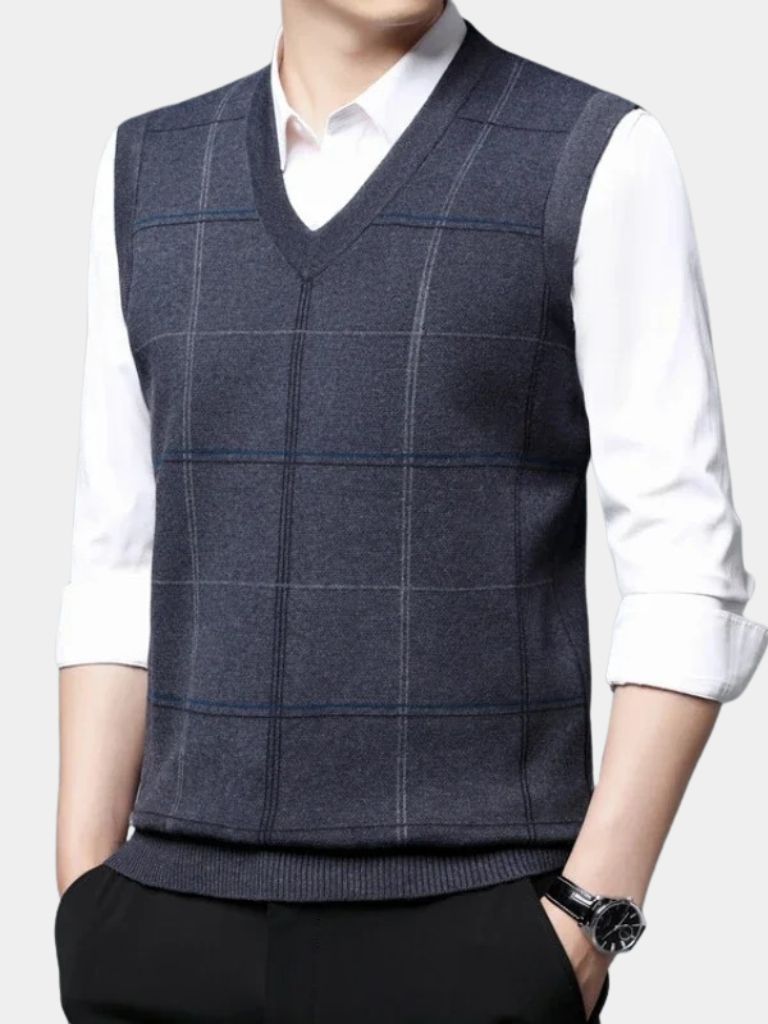 Academic Checkered Kinit Vest for Men