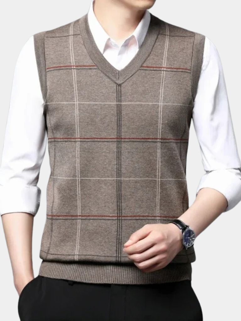 Academic Checkered Kinit Vest for Men