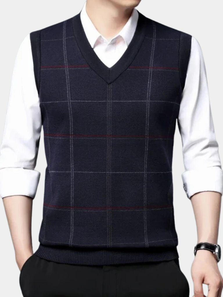 Academic Checkered Kinit Vest for Men