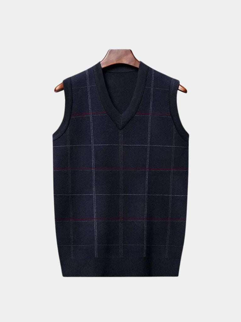 Academic Checkered Kinit Vest for Men