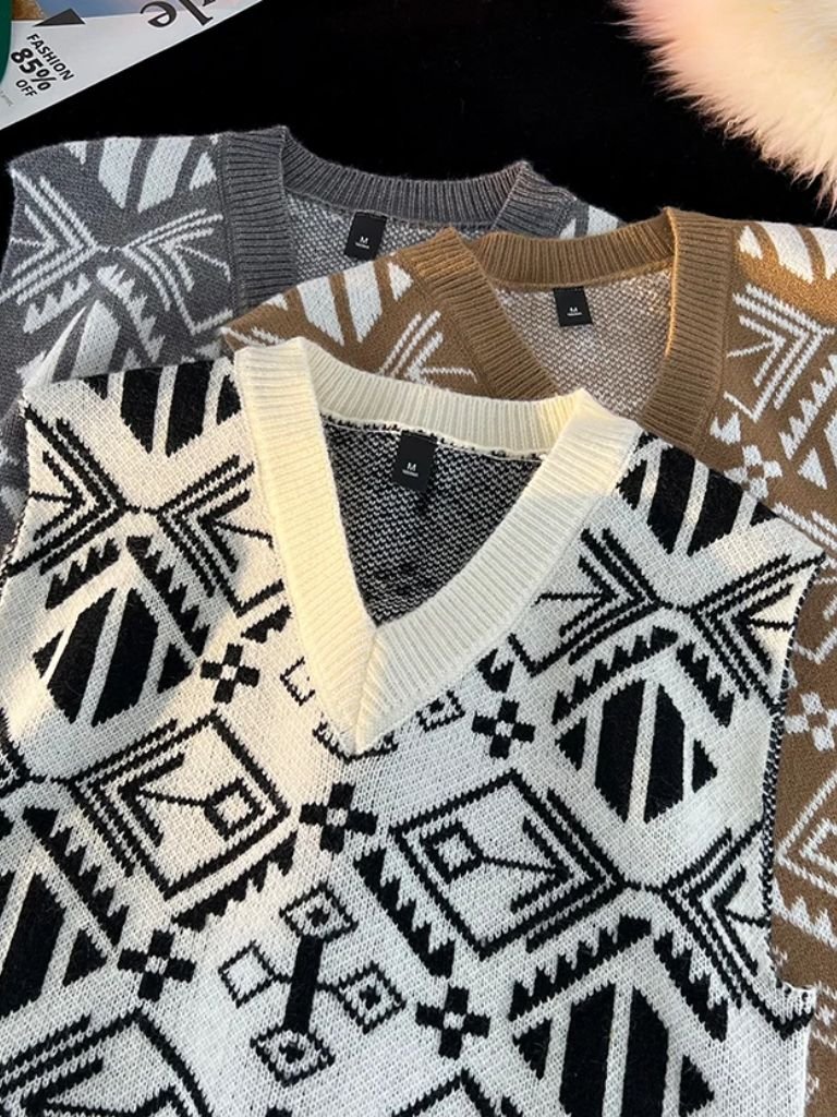 Academic Retro Knit Vest for Men