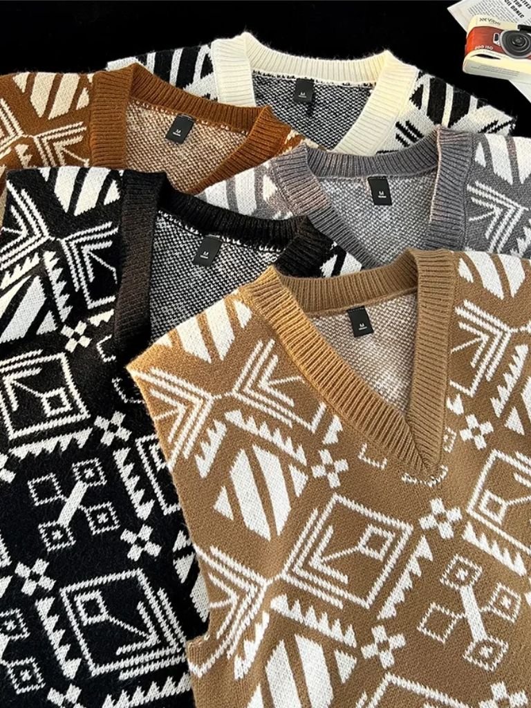 Academic Retro Knit Vest for Men