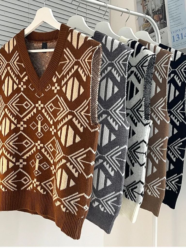 Academic Retro Knit Vest for Men