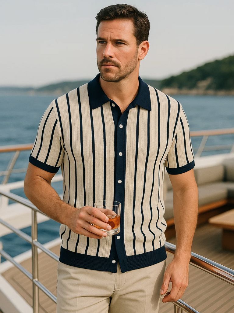 Atlantic Frame Knit Polo for Men