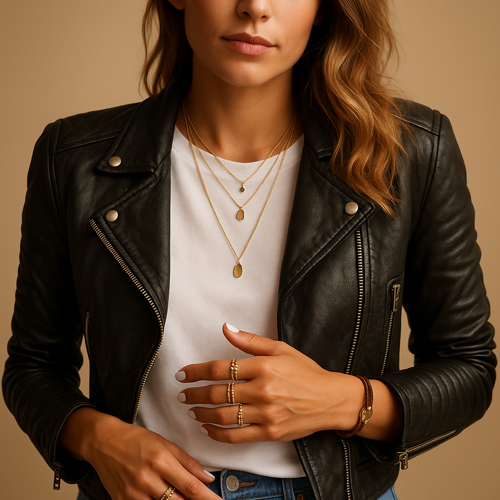 Black faux leather jacket with collar for women | Avalon