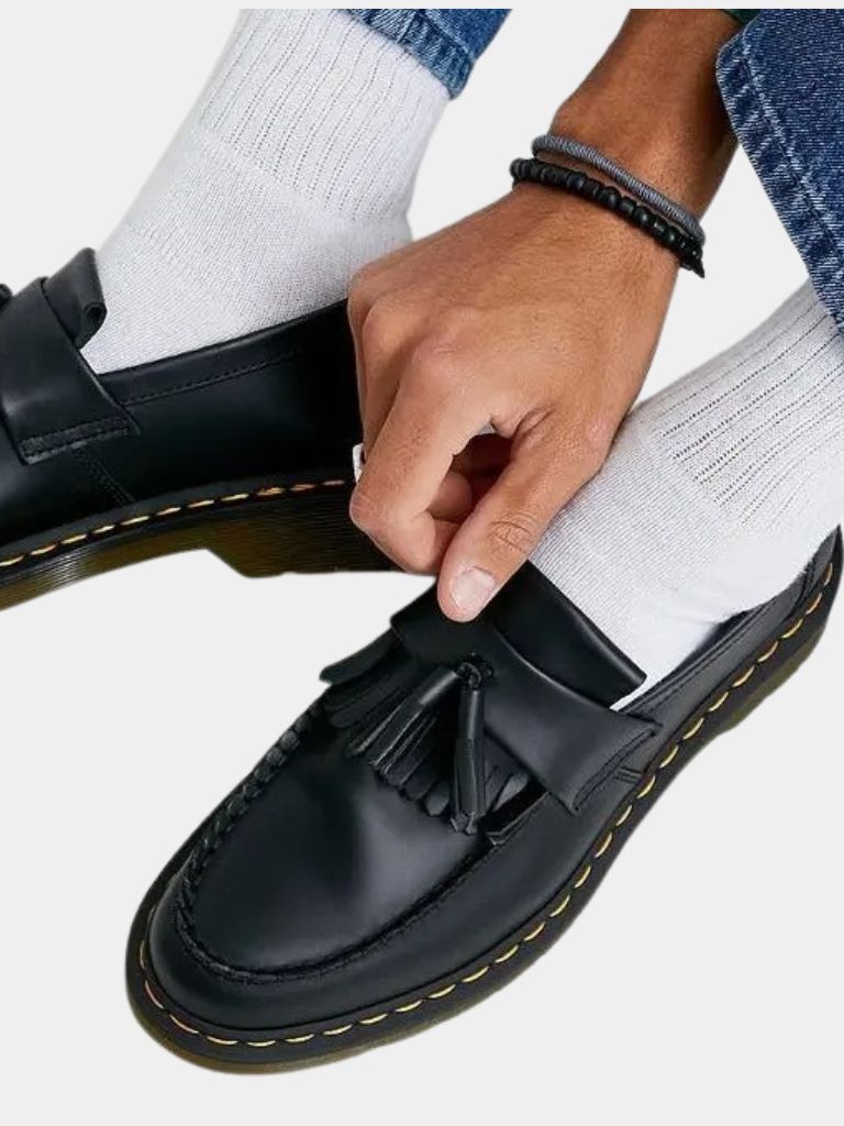 Black Leather Loafers for Men