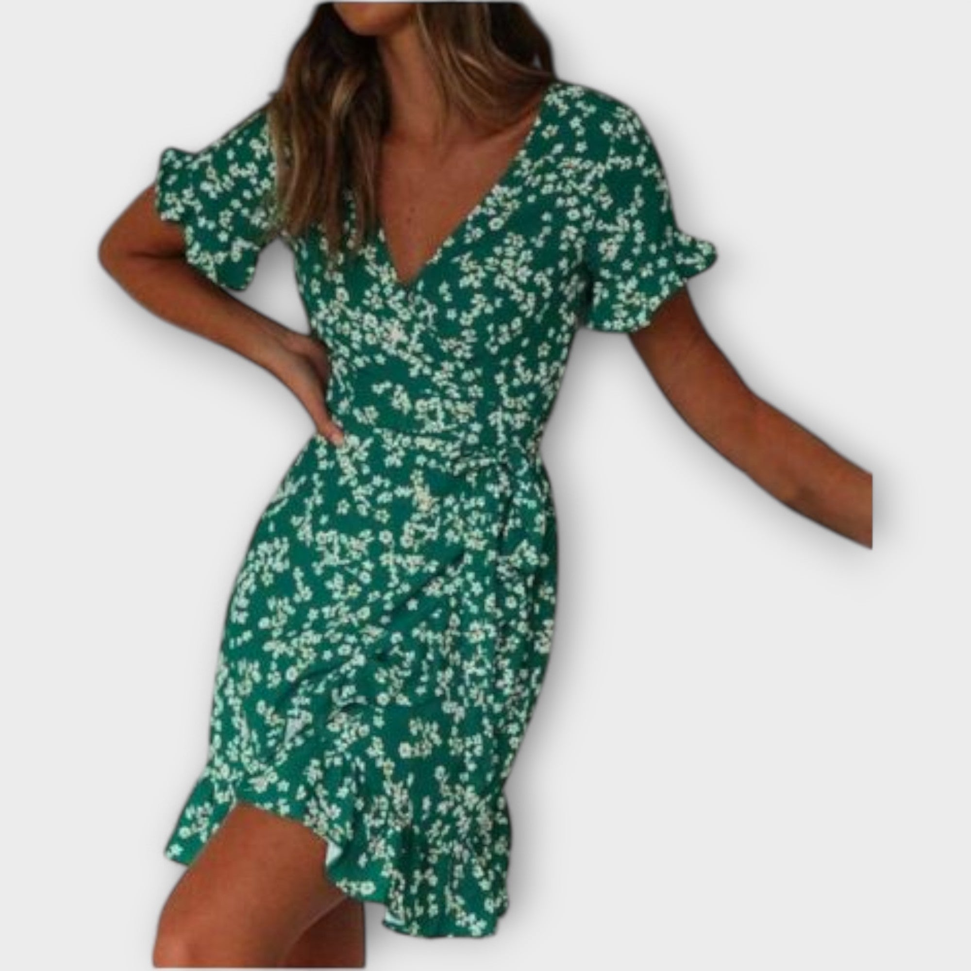 Short Boho Dress in Green
