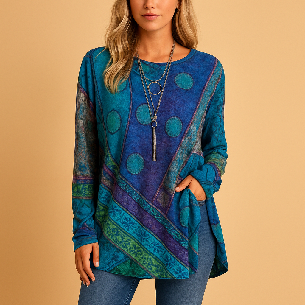 Boho off-shoulder top with ethnic print for women | Layla
