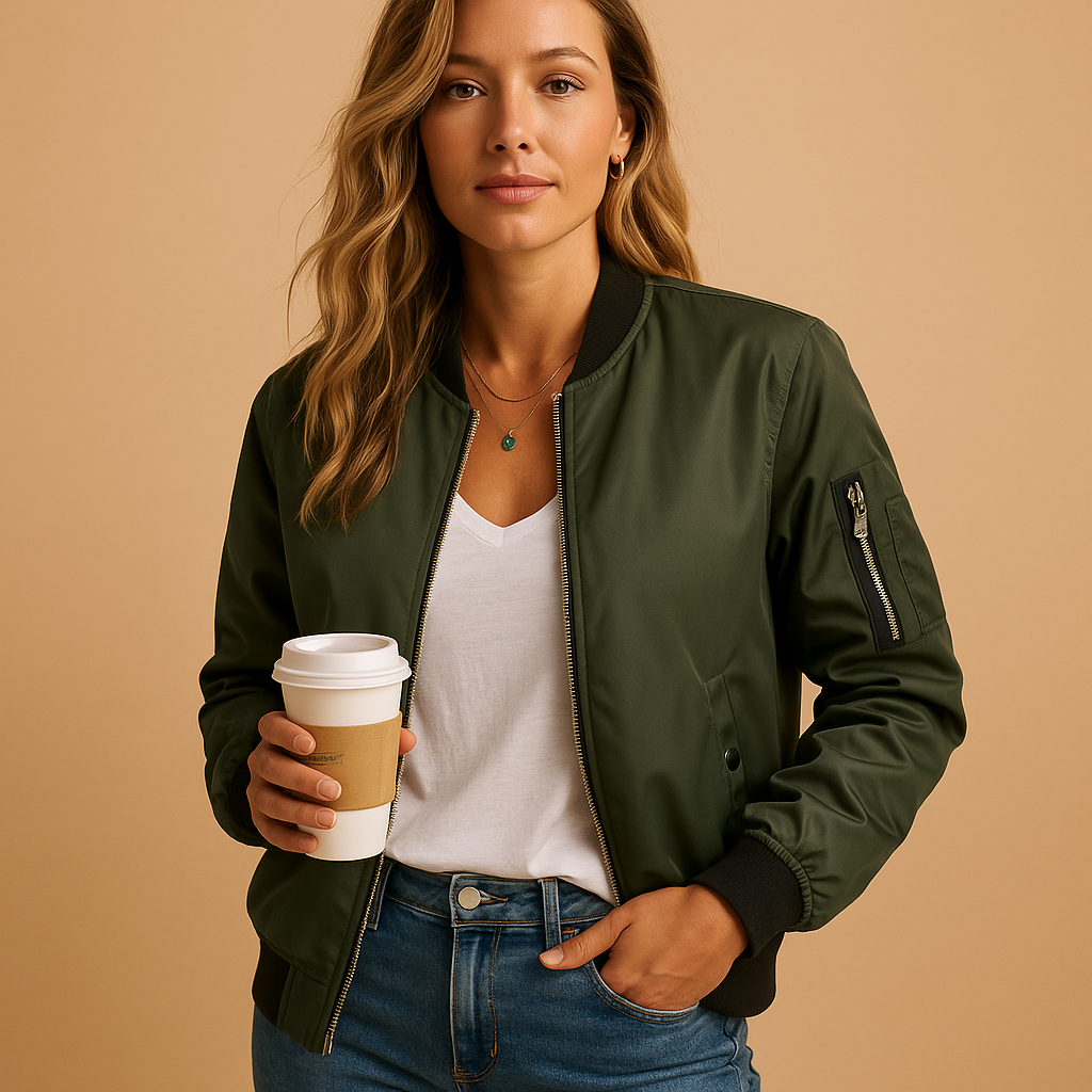 Bomber jacket with ribbed cuffs for women | Yara