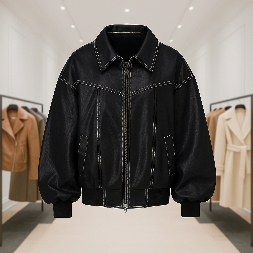 Casual Faux Leather Jacket for Women
