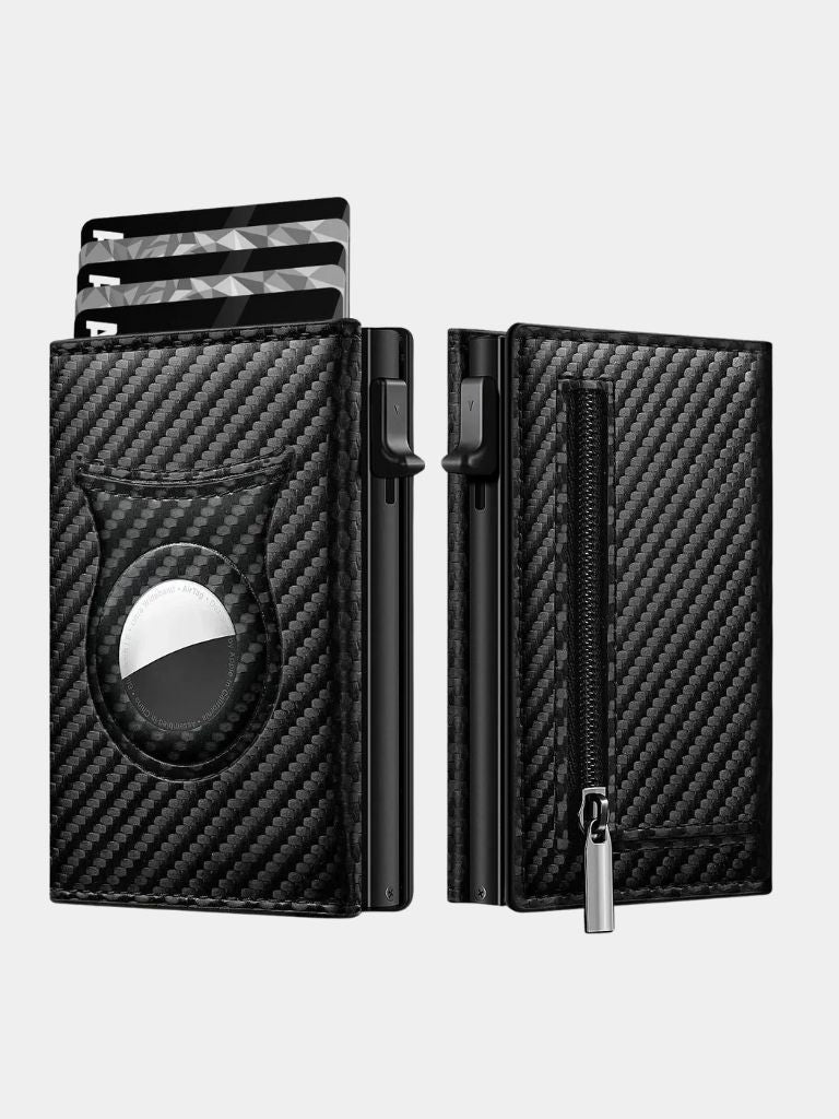Carbon Fiber Wallet with Air Tag Holder RFID Blocking for Men