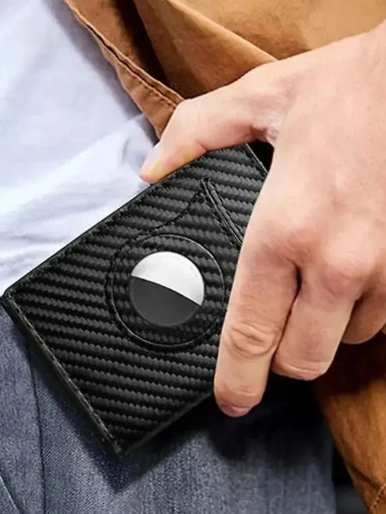 Carbon Fiber Wallet with Air Tag Holder RFID Blocking for Men