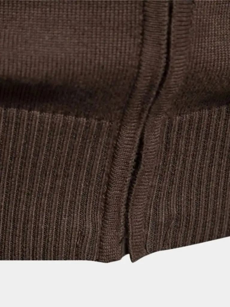Cardigan Sweater Zipper Standing Collar Knitwear for Men
