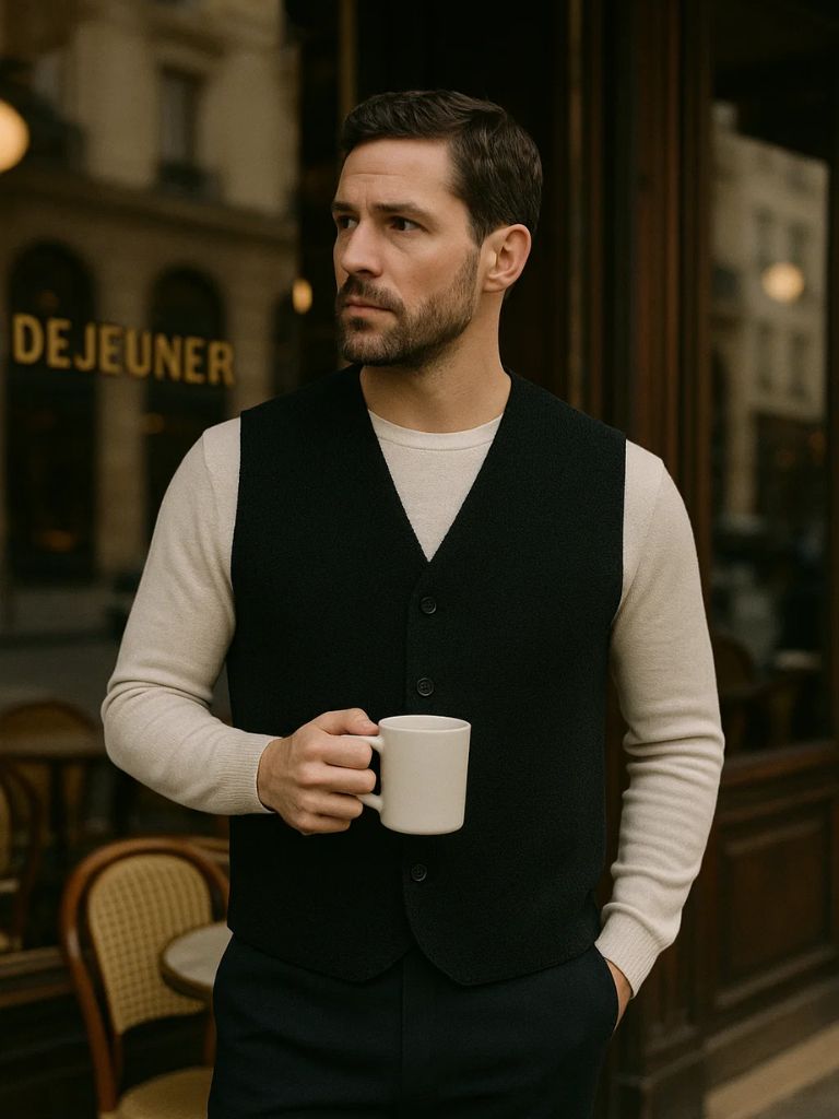 Cashmere Cardigan Vest for Men