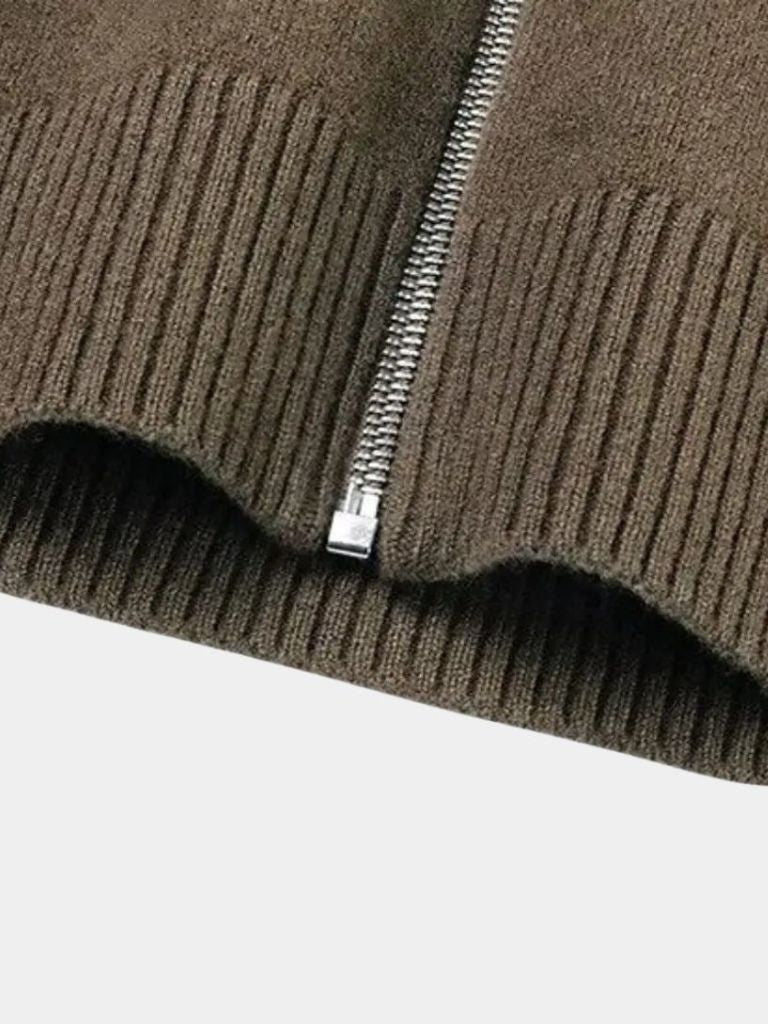 Cashmere Zip Sweater Knit Turtleneck for Men