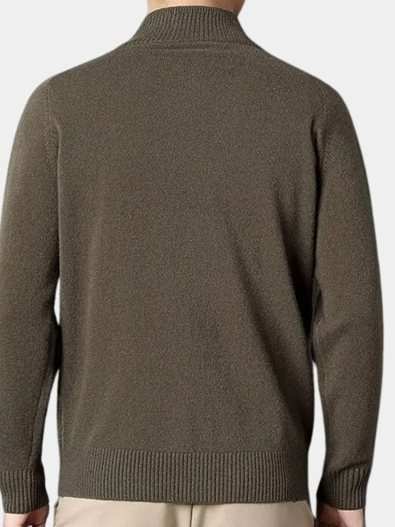 Cashmere Zip Sweater Knit Turtleneck for Men