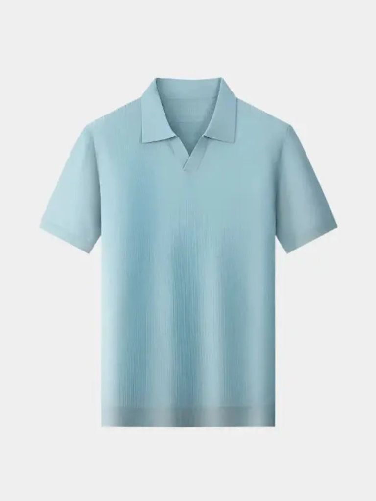 Casual Buttonless Knit Polo Shirt for Men