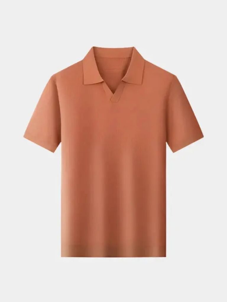 Casual Buttonless Knit Polo Shirt for Men