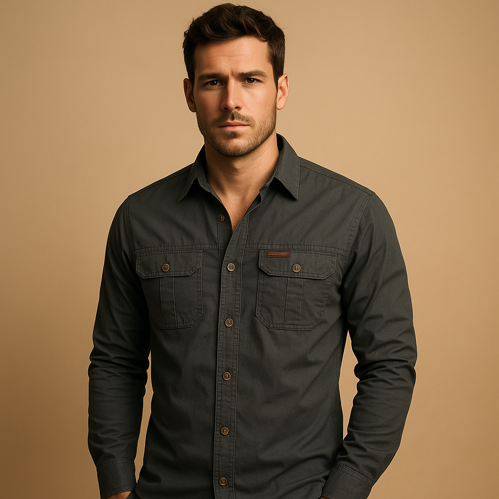 Casual cotton cargo shirt with pockets for men | Mason