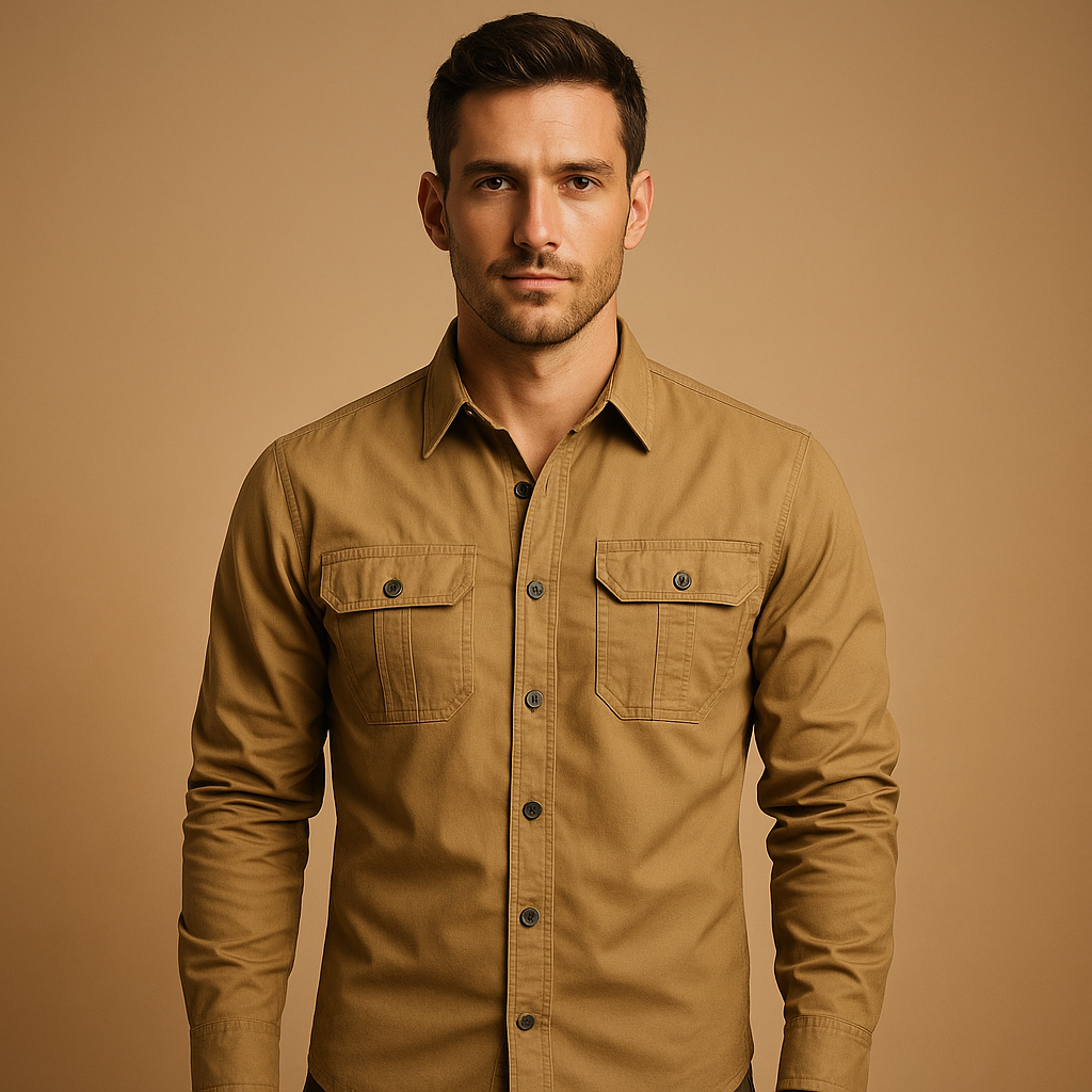 Casual cotton cargo shirt with pockets for men | Mason