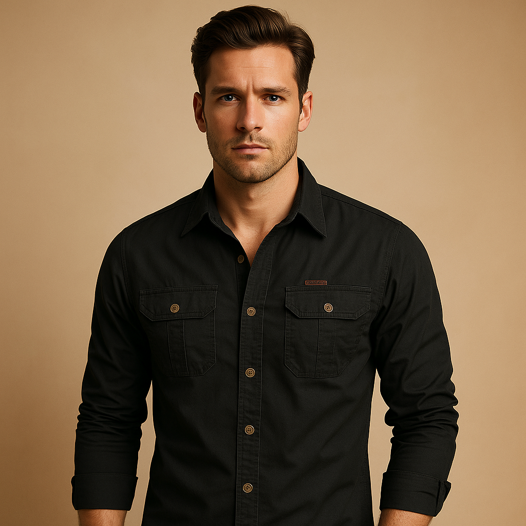 Casual cotton cargo shirt with pockets for men | Mason