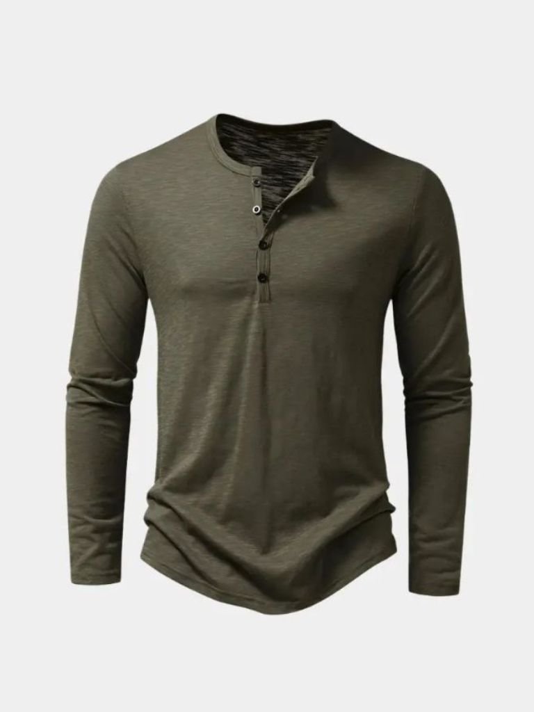Casual Henley Neck Long Sleeve T-Shirt for Men