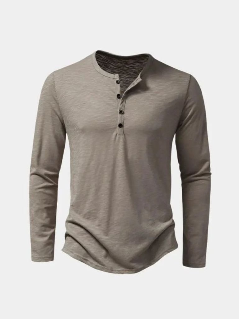Casual Henley Neck Long Sleeve T-Shirt for Men