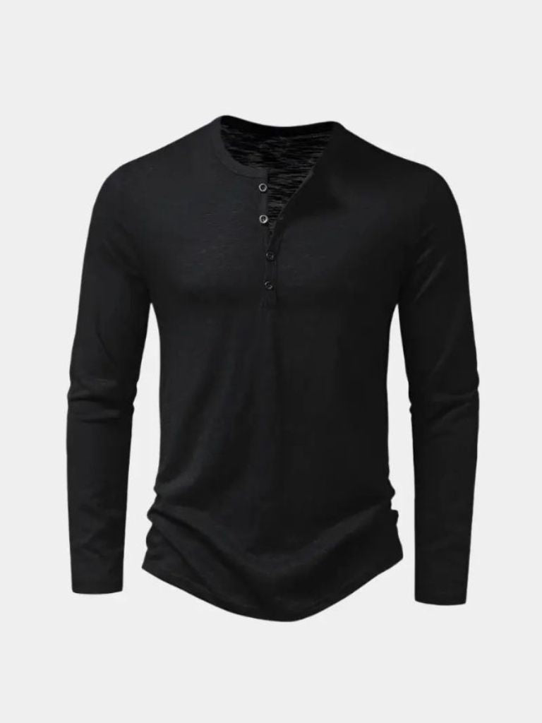 Casual Henley Neck Long Sleeve T-Shirt for Men