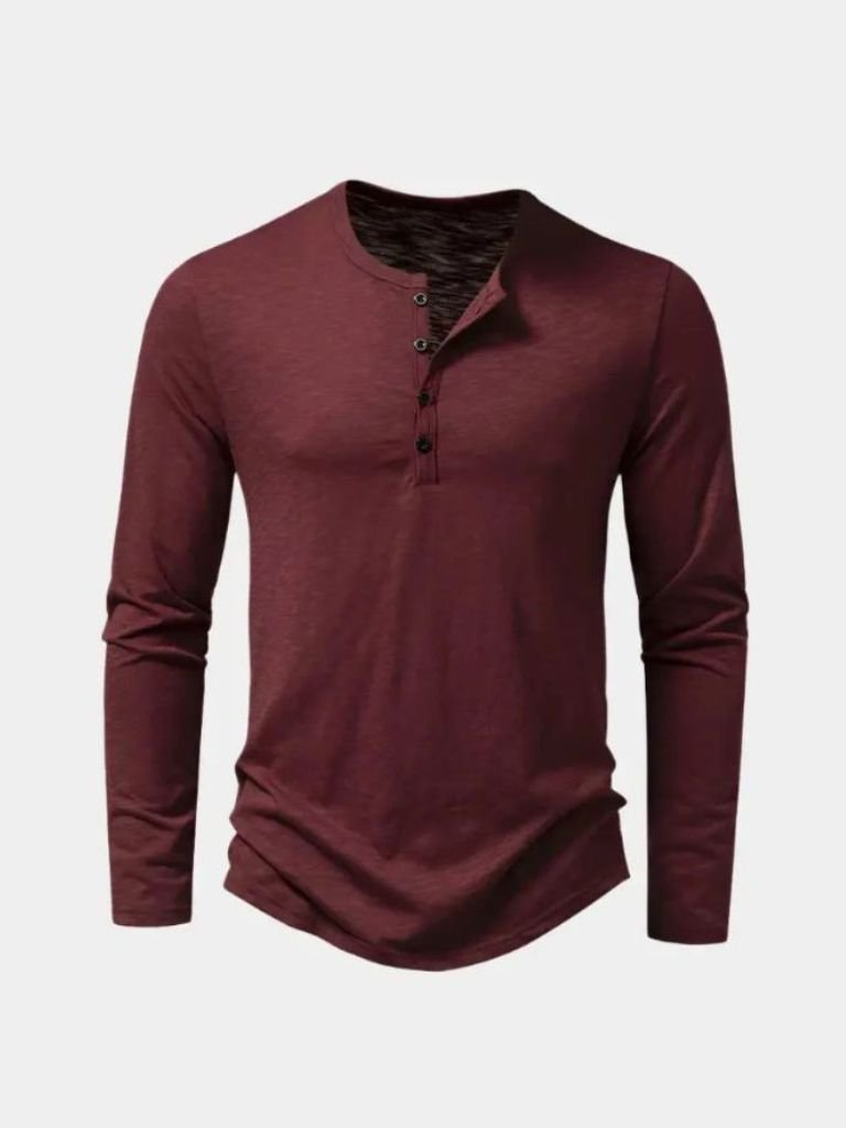 Casual Henley Neck Long Sleeve T-Shirt for Men
