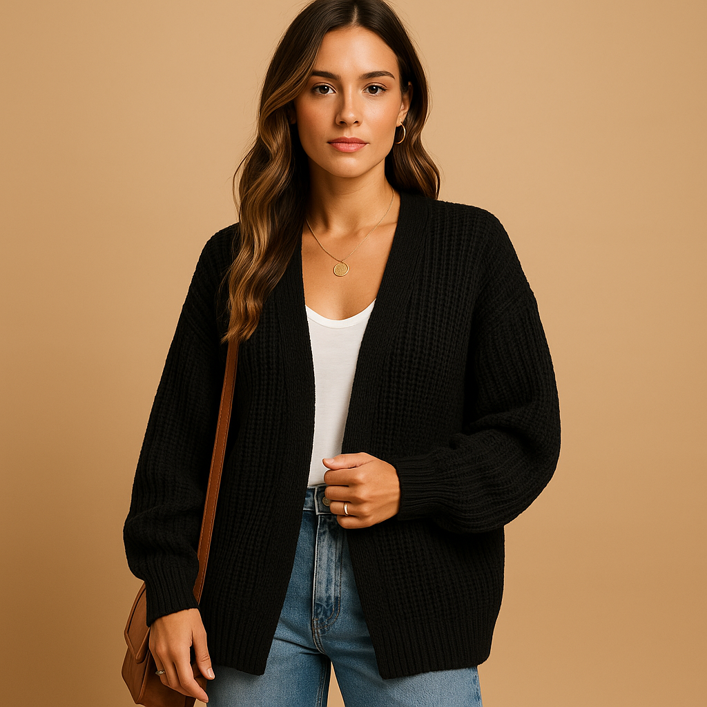Casual loose-fit knitted cardigan for women | Leppa