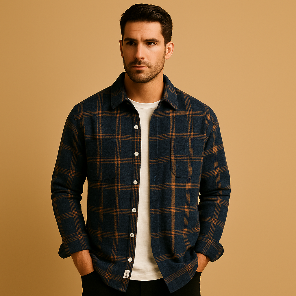 Casual plaid button-up shirt with classic collar for men | Henry