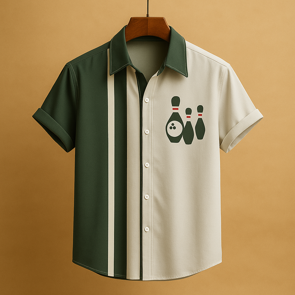 Casual polo shirt with bowling print design for men | Brandon