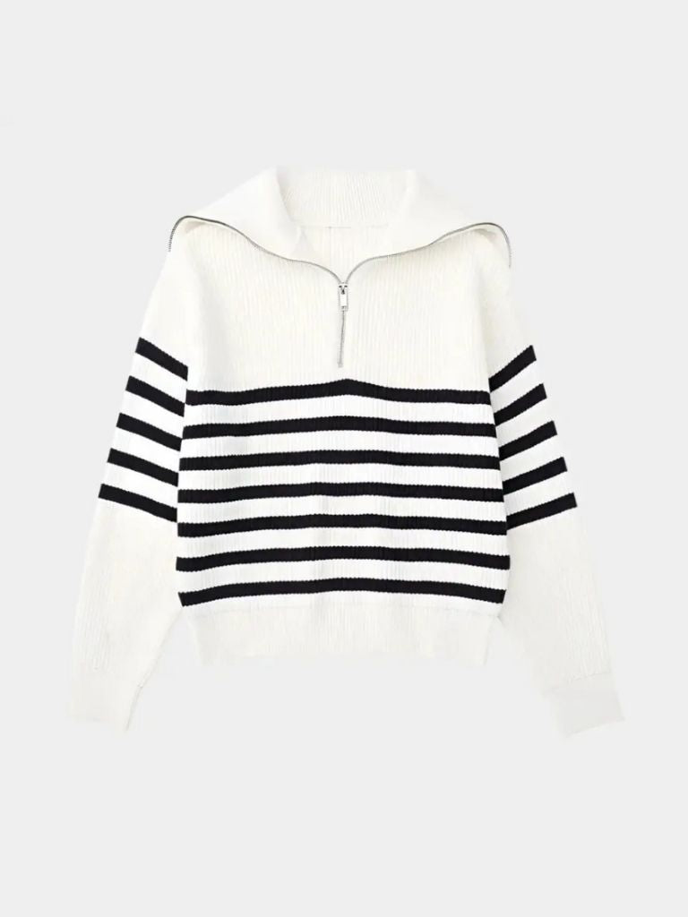 Casual Striped Zip Up Sweater for Men