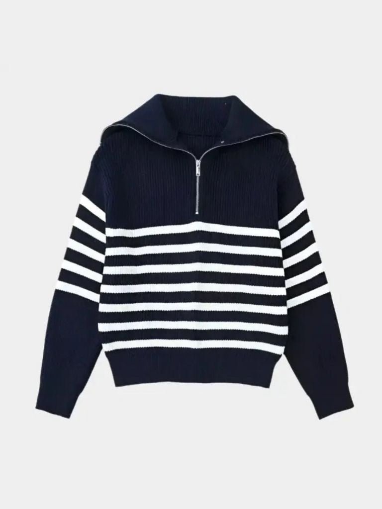 Casual Striped Zip Up Sweater for Men