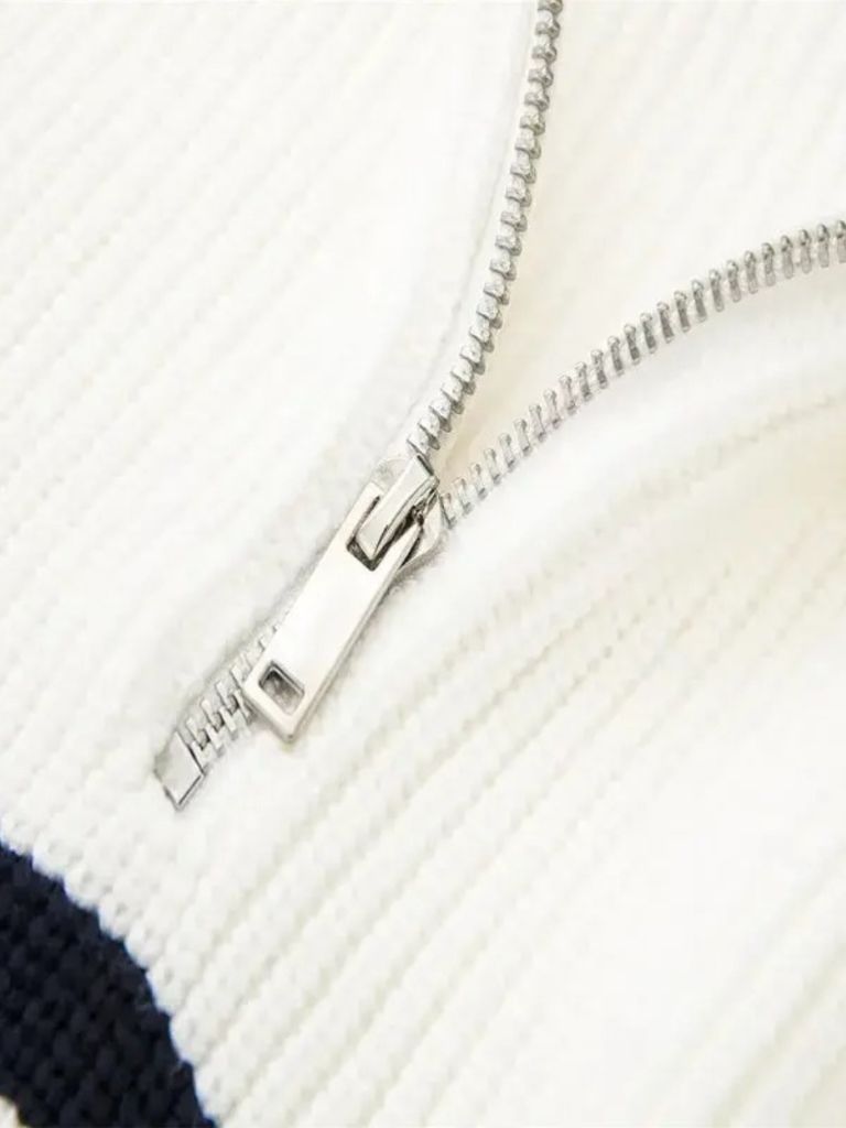 Casual Striped Zip Up Sweater for Men