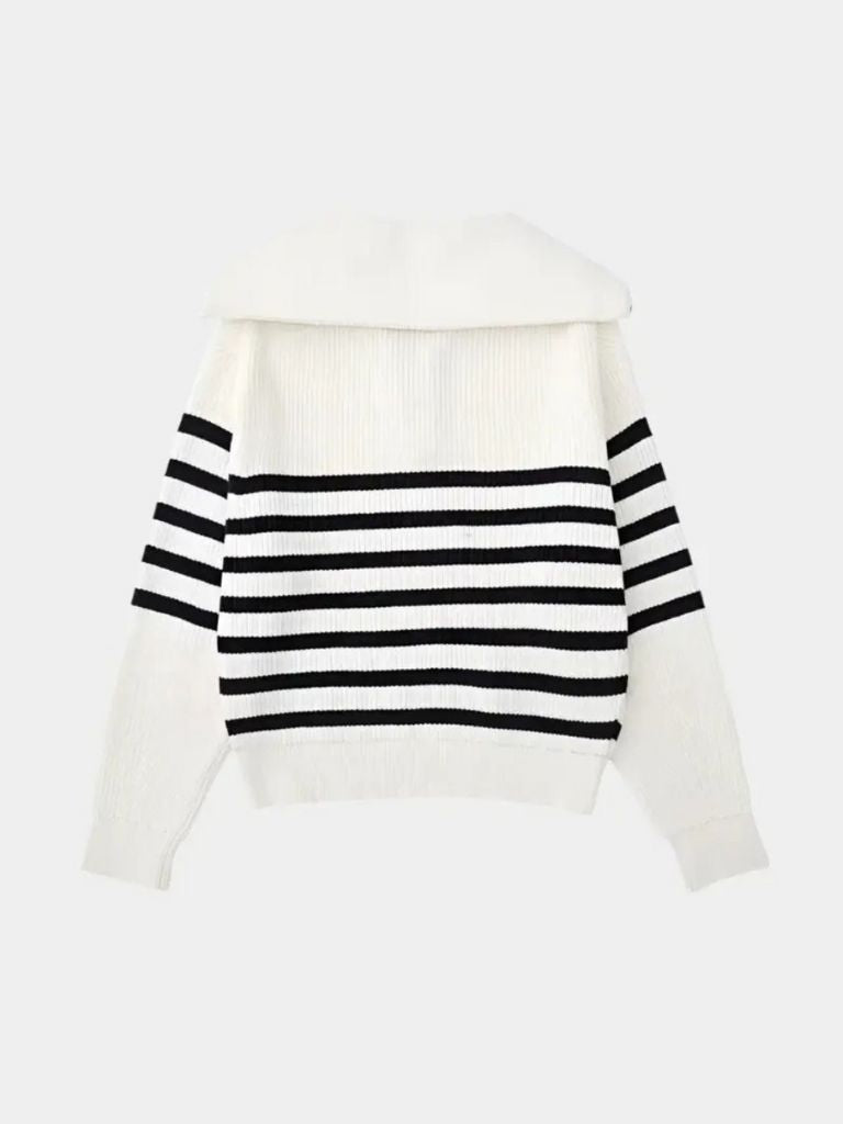 Casual Striped Zip Up Sweater for Men
