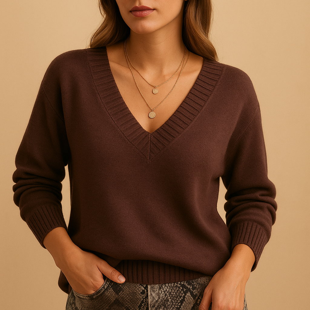 Casual v-neck knitted sweater for women | Joelle