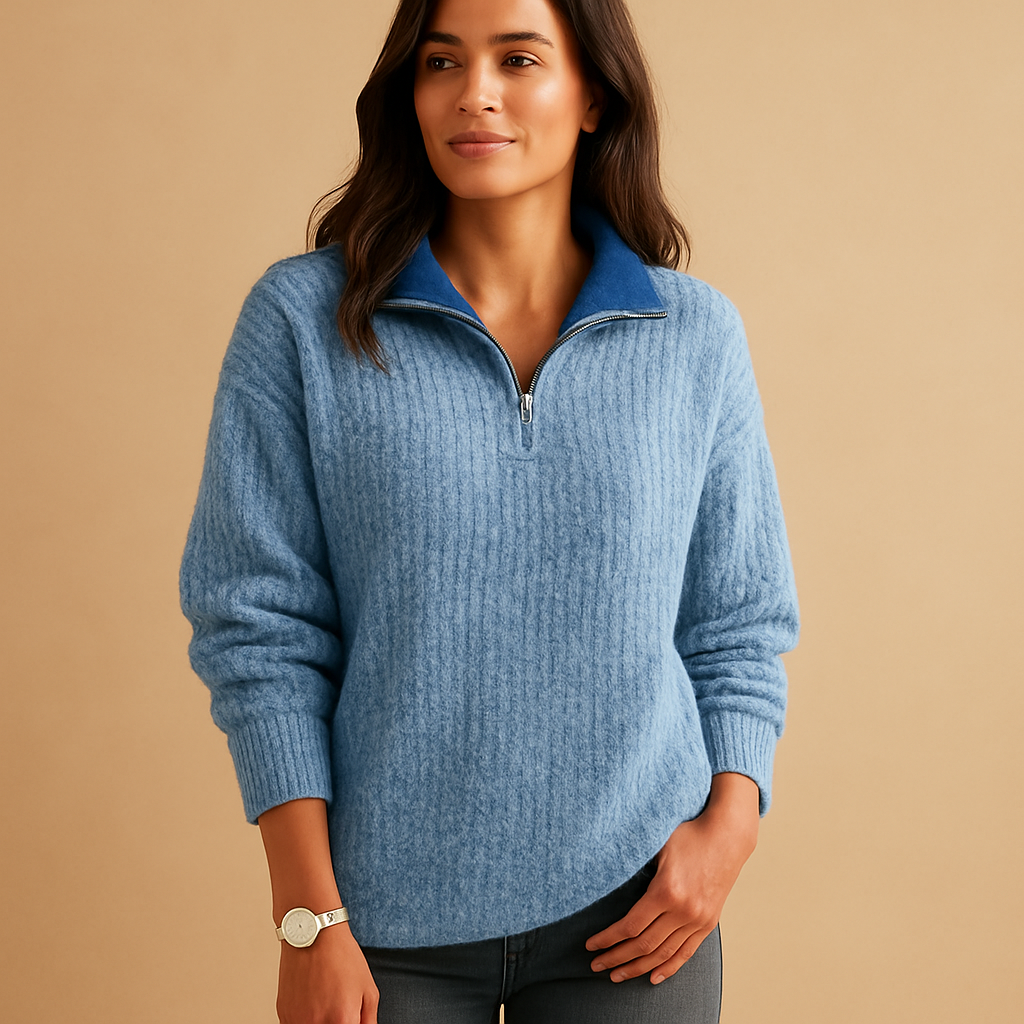 Chic half-zip pullover sweater for women | Adrianna
