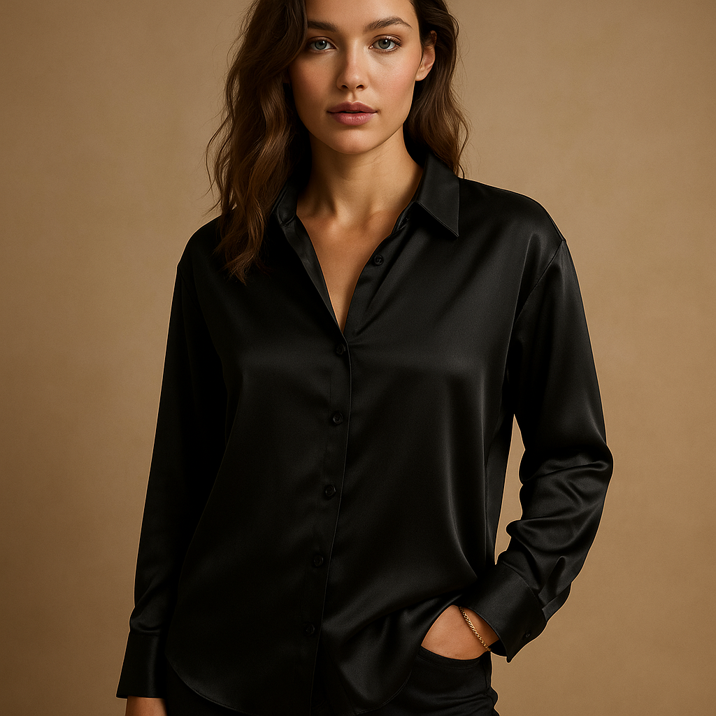 Chic V-neck blouse with collar for women | Clara