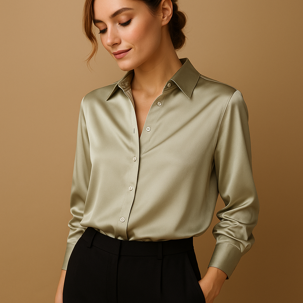 Chic V-neck blouse with collar for women | Clara