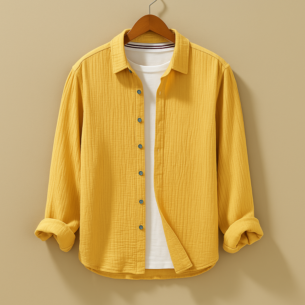 Classic long sleeve button-down shirt with slim fit for men | Oliver