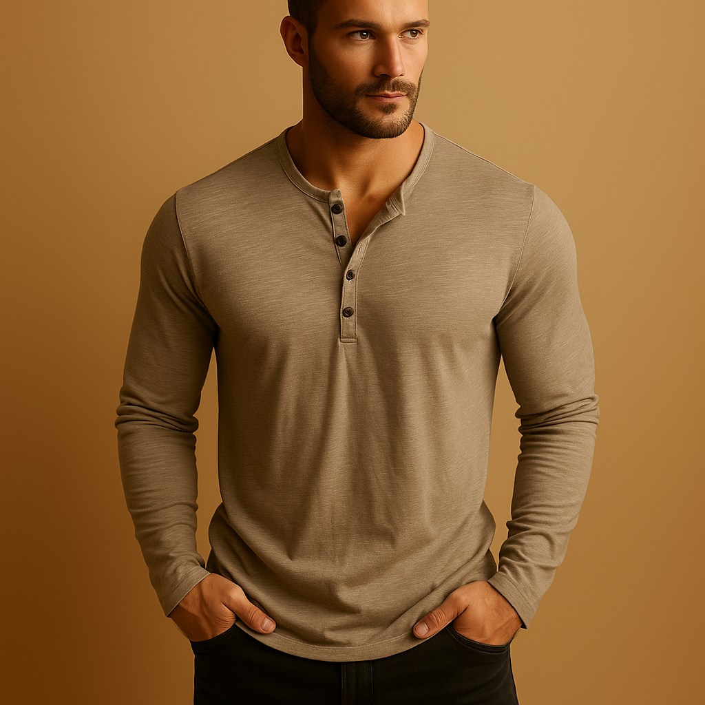 Classic long sleeve button-up shirt with versatile design for men | Julian